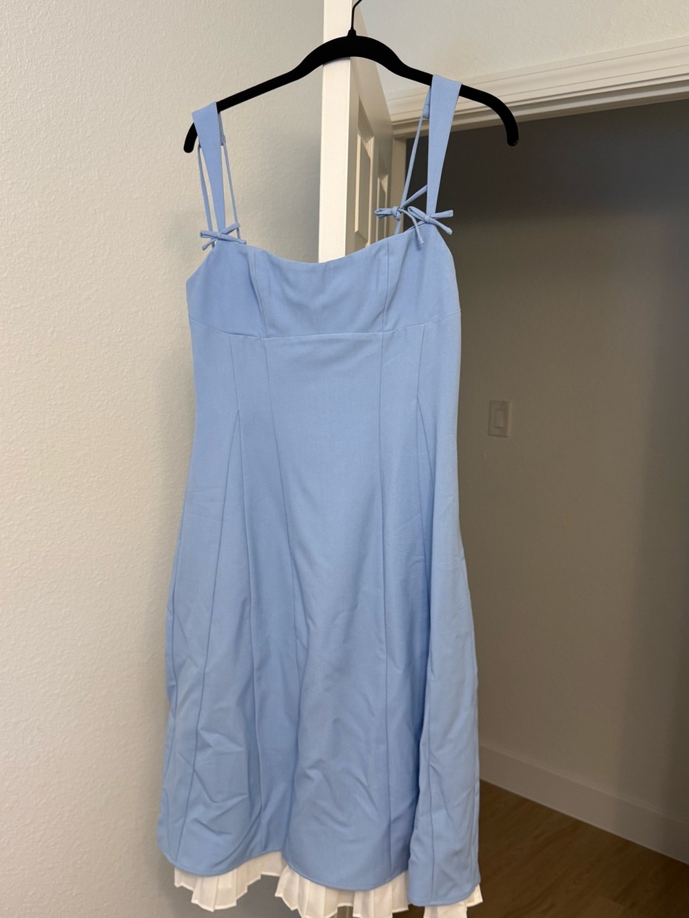 Oh Polly Pale Blue Midi Dress with Bow Straps